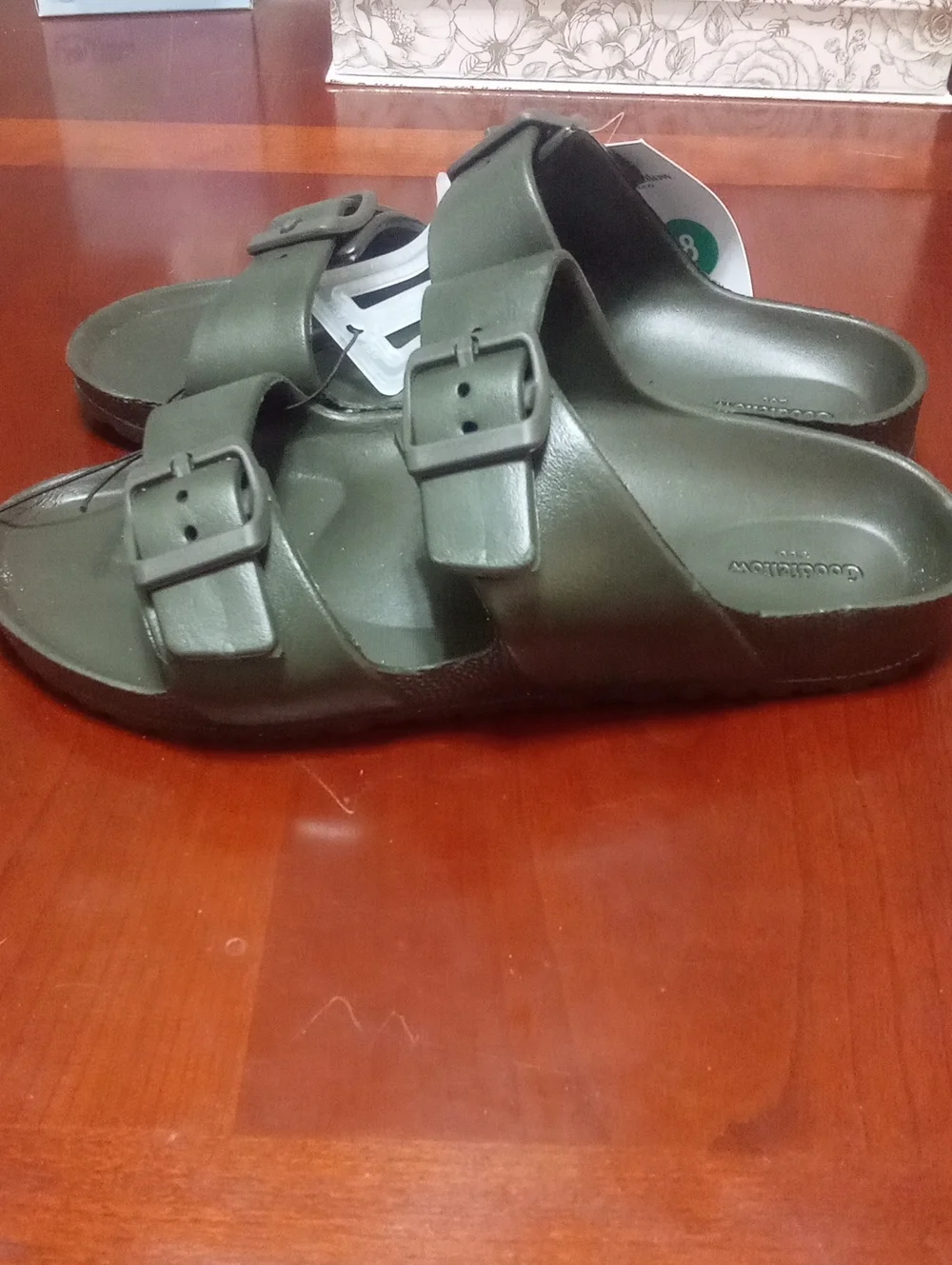 Goodfellow Men's Olive Green Double-Buckle Slide Sandals Sz 8 NWT